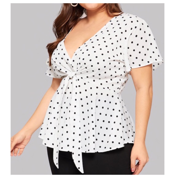 ➕Polka Dot Peplum Top - Picture 4 of 7